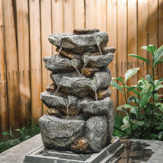 Garden Water Feature Decorate Cascading Tiered Water Fountain Pump Waterfall Fountains & Waterfalls   