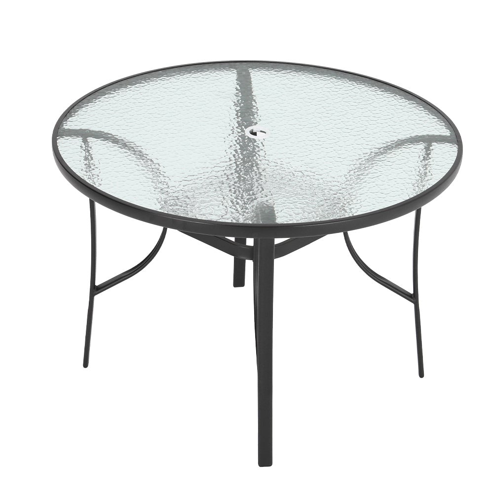 Garden Ripple Round Table With Umbrella Hole Or 4/6 Stacking Chairs GARDEN DINING SETS   Only Black Table 