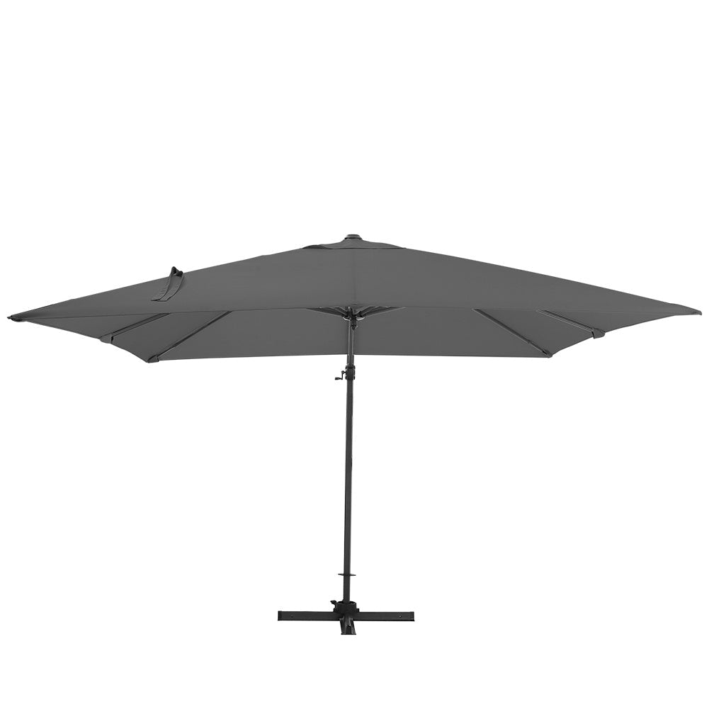 Dark Grey 3 x 3 m Square Cantilever Parasol Outdoor Hanging Umbrella for Garden and Patio Parasols   