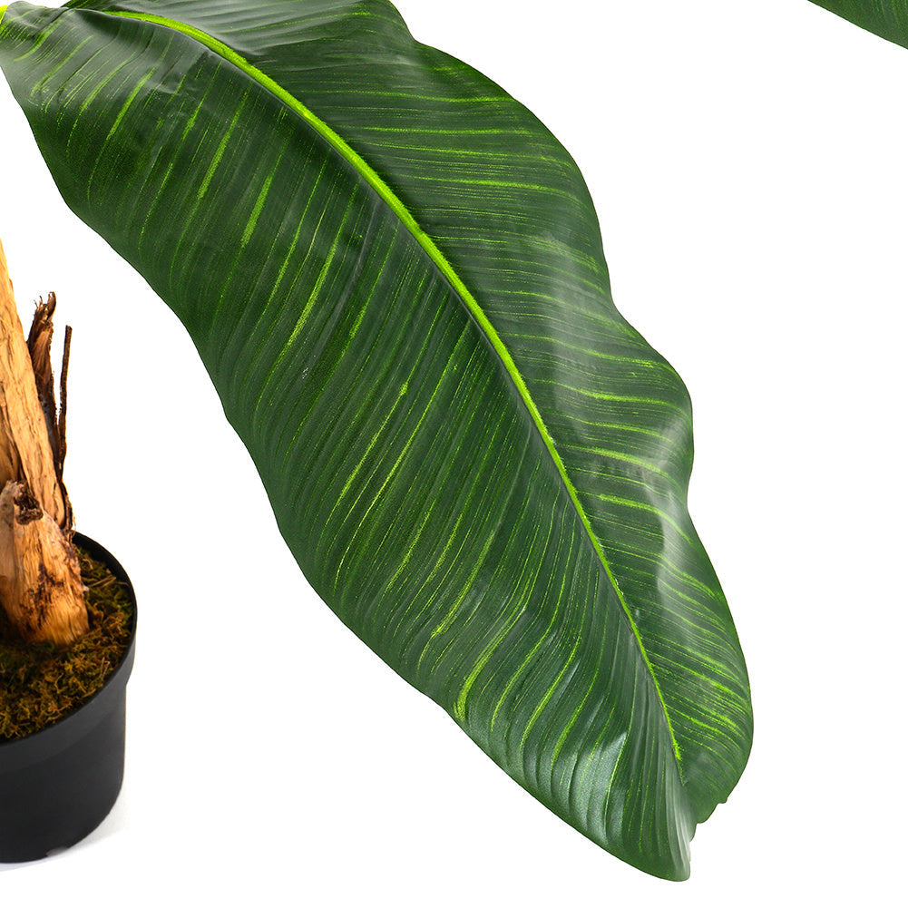 Lifelike Banana Artificial Tree 3 Trunk in Black Planter Artificial Flora   