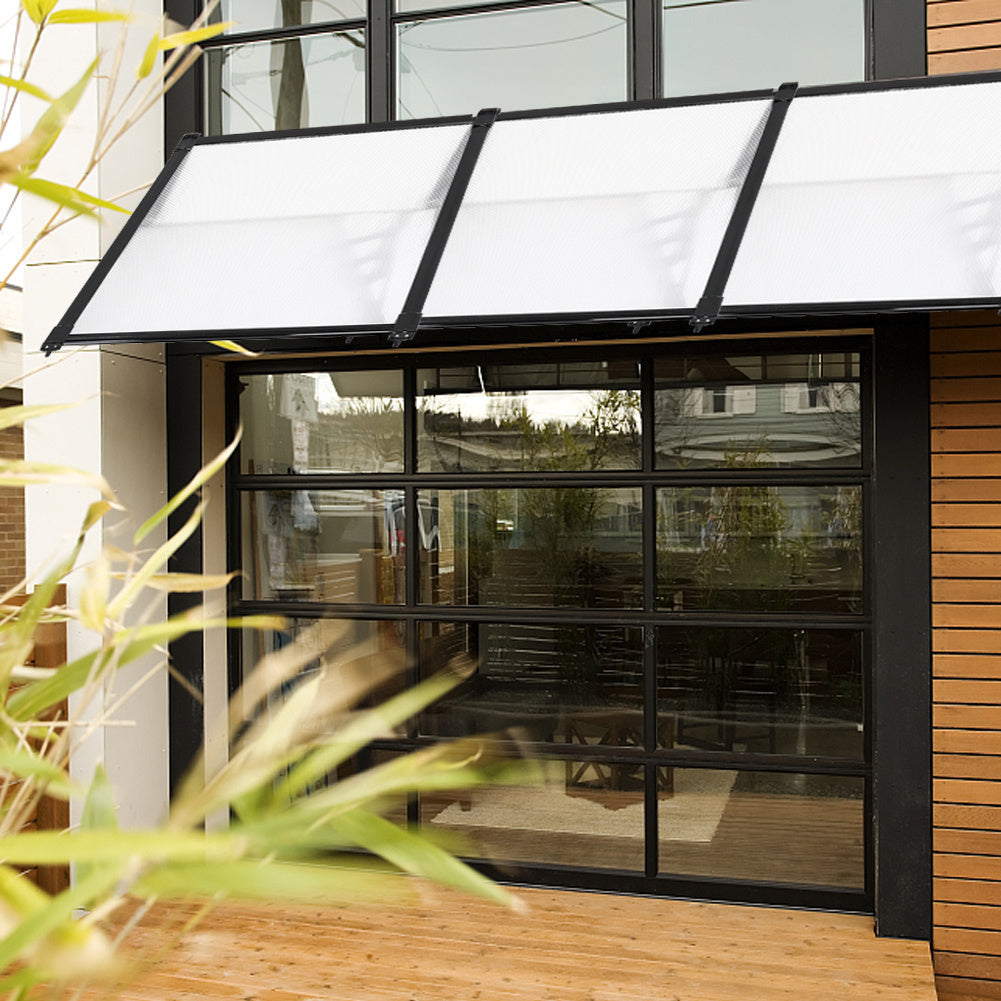 Outdoor Flat Shielded Awning - Rain Shelter - Black Awnings   L 270 x W 90 x H 28 cm 
