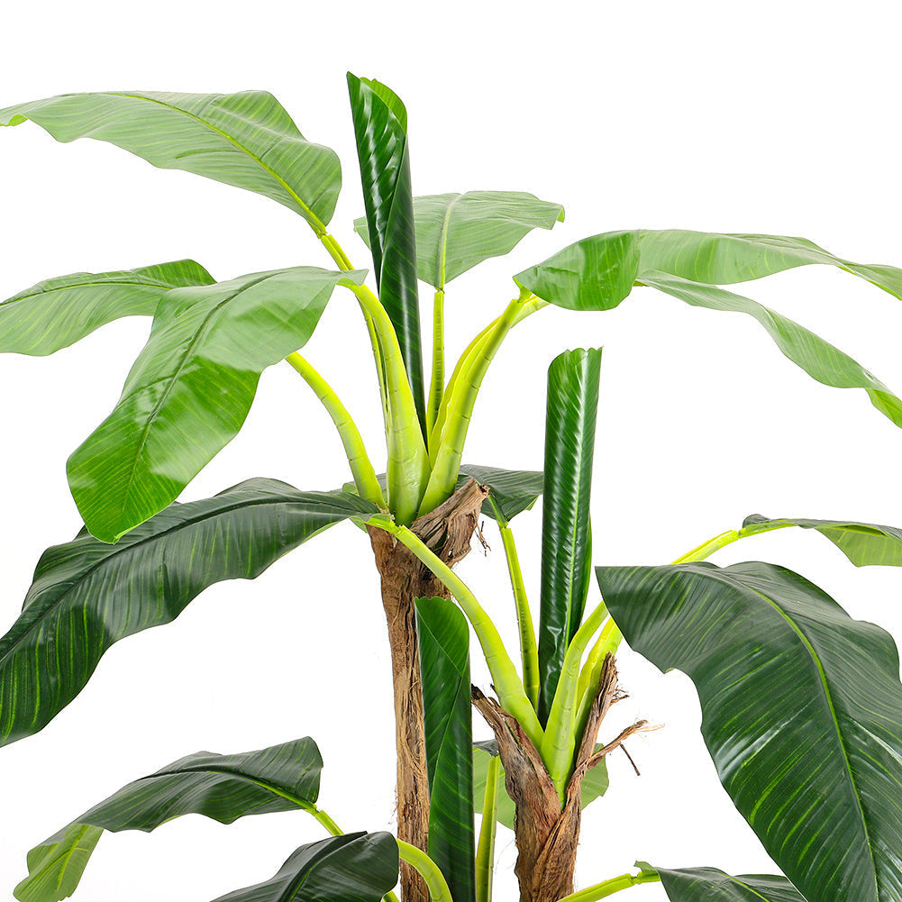 Lifelike Banana Artificial Tree 3 Trunk in Black Planter Artificial Flora   