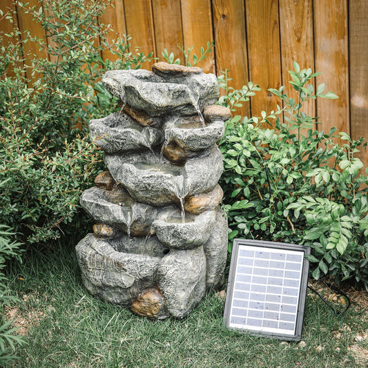 47cm Height Solar Power Garden Water Feature Cascading LED Rockfall Fountains & Waterfalls   1.0 