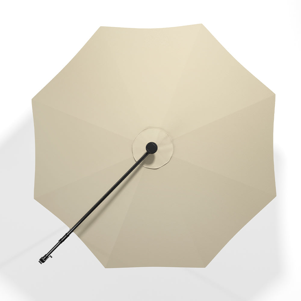 Beige 3m Iron Banana Umbrella Cantilever Garden Parasols with LED Lights Parasols & Rain Umbrellas   