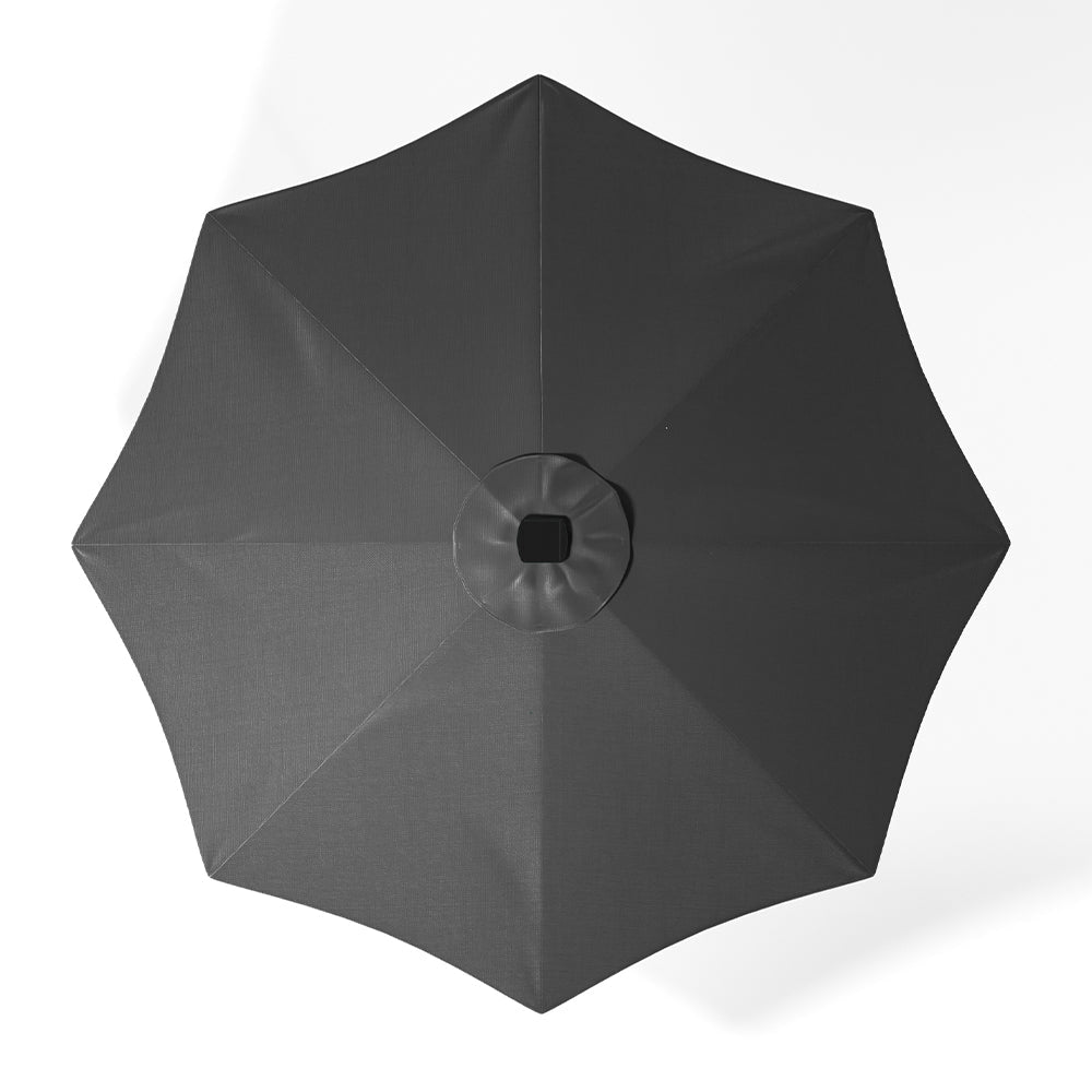 Black 3M Lighted Market Sunbrella Umbrella with Solar Strip LED Lights Parasols & Rain Umbrellas   