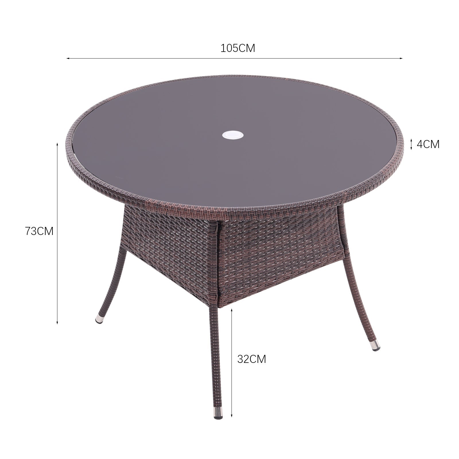 Brown Black Outdoor Table Parasol Hole