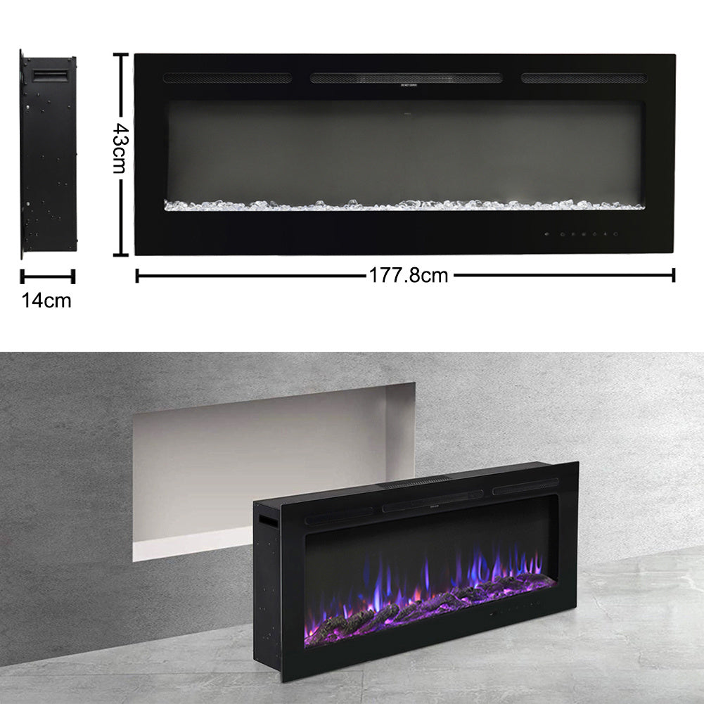 70/80 Inch Wall Mounted/Insert Electric Fireplace with 9 Colours Settings