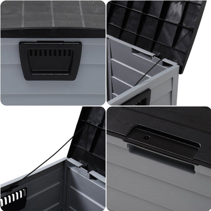 Outdoor Grey Chest Storage Box wih Black Cover Garden storage Garden Sanctuary 