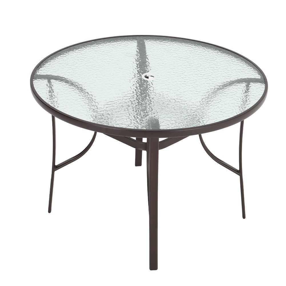 Garden Ripple Round Table With Umbrella Hole Or 4/6 Stacking Chairs GARDEN DINING SETS   Only Brown Table 