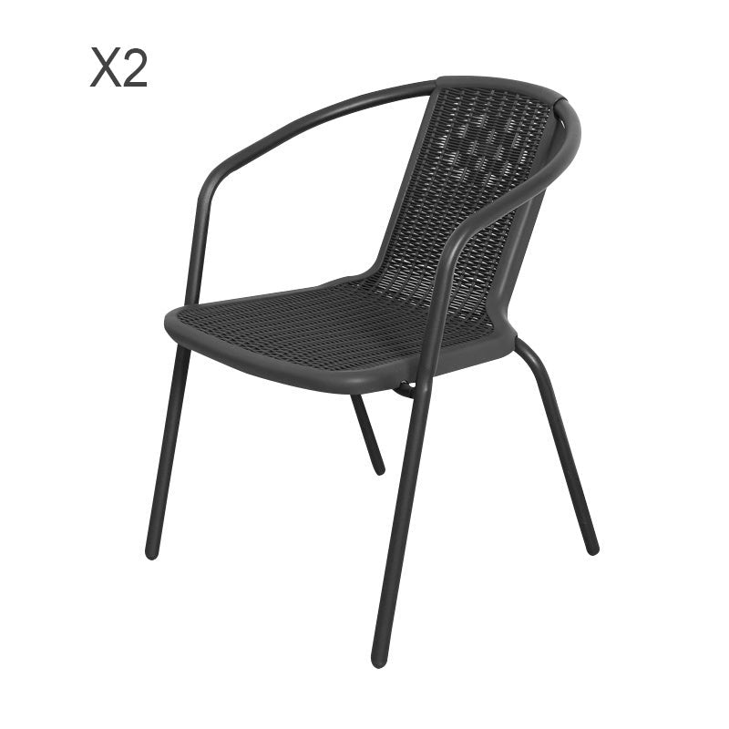 Garden Square Tempered Glass Table and Rattan Chairs GARDEN DINING SETS   W 105 x L 105 x H 70.5cm Table with 2 Chairs 