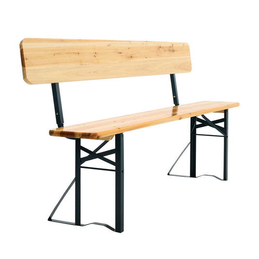 Set of 2 Folding Garden Benches with Backrest Cedar Wood Outdoor Bar Chairs   