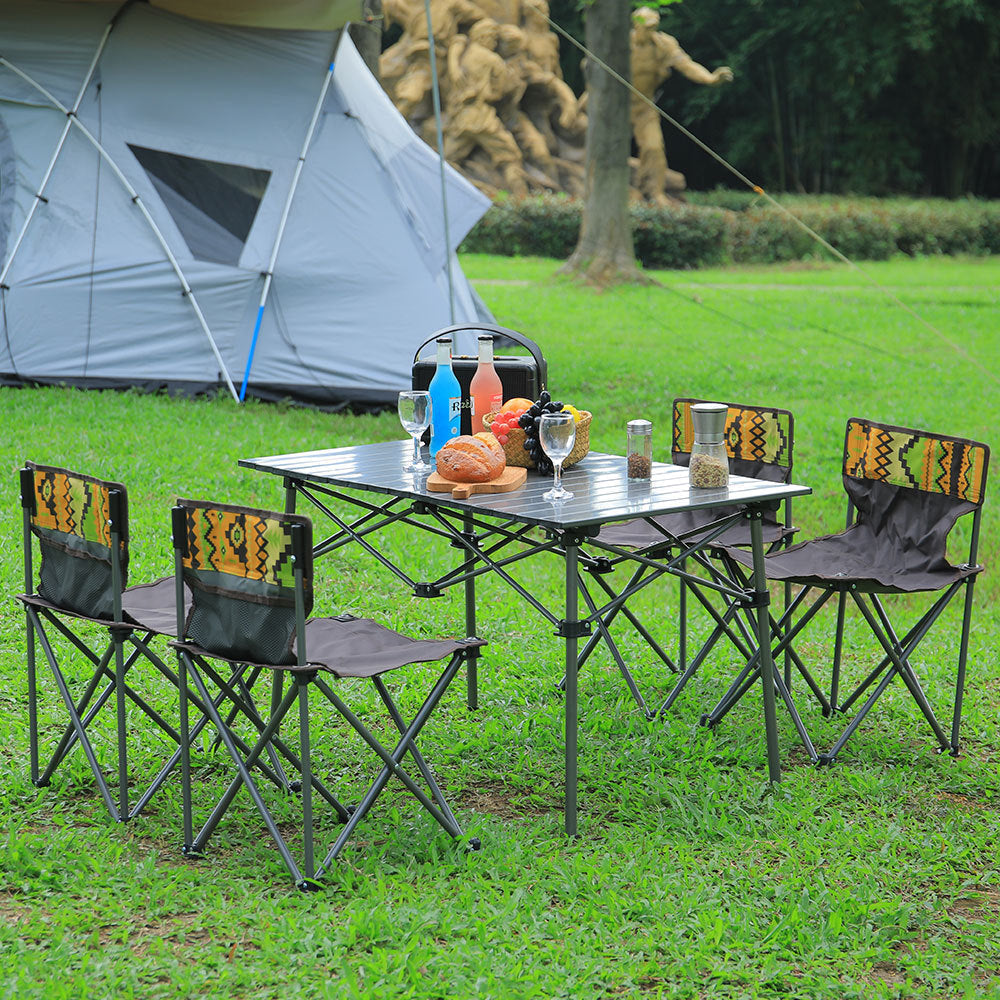 7 Piece Folding Camping Table and Chairs Set Portable with Carrying Bag Camp Furniture   