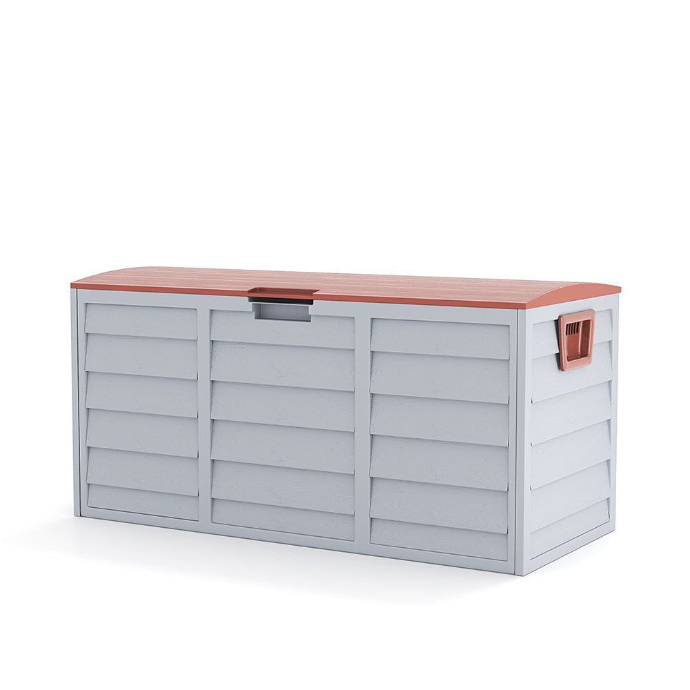 Outdoor Grey Chest Storage Box wih Brown Cover Garden Storages & Greenhouses Garden Sanctuary 