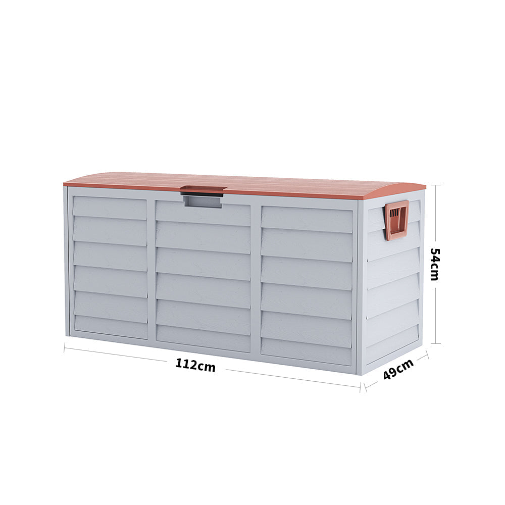 Outdoor Grey Chest Storage Box wih Brown Cover Garden Storages & Greenhouses Garden Sanctuary 