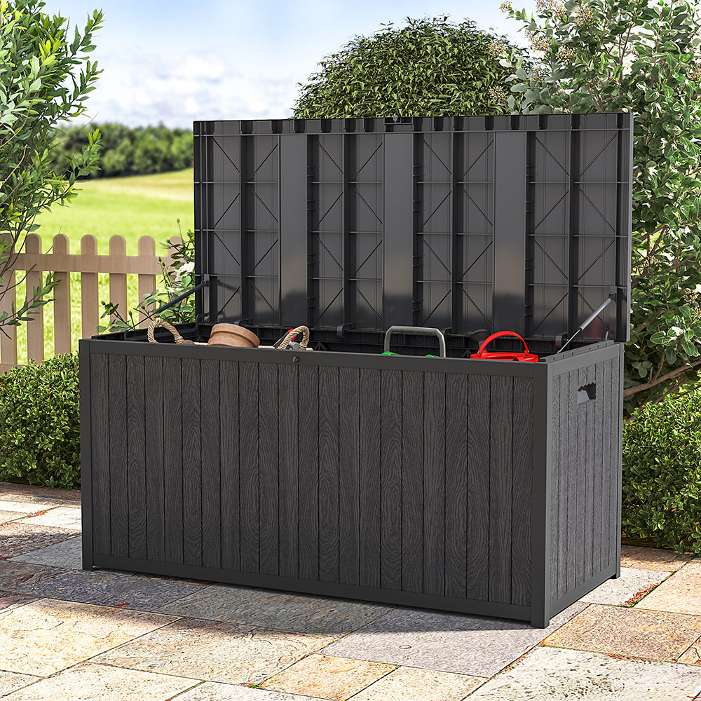 Outdoor Black Storage Deck Box - Large Size Garden Storages & Greenhouses Garden Sanctuary 