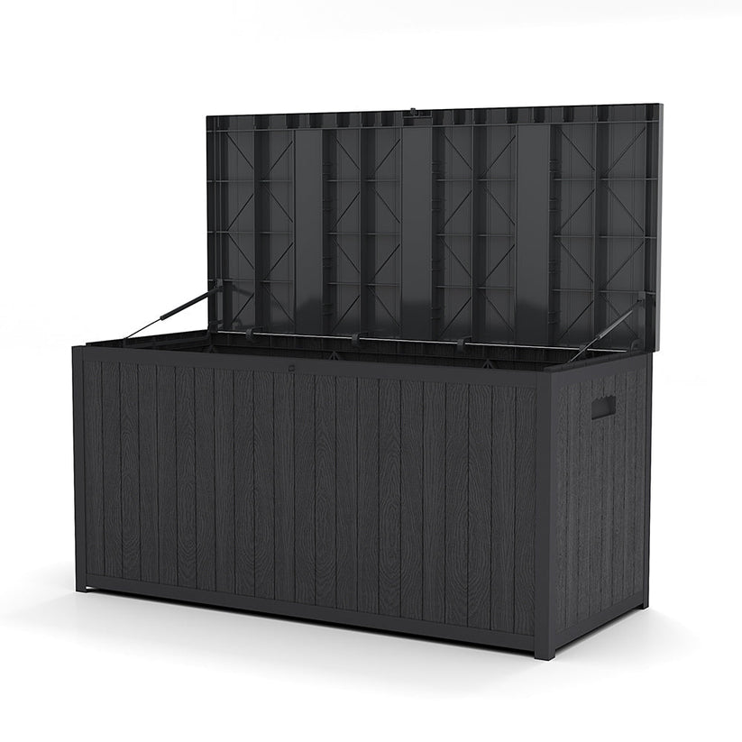 430L Black Lockable Waterproof Garden Storage Box Garden Sanctuary