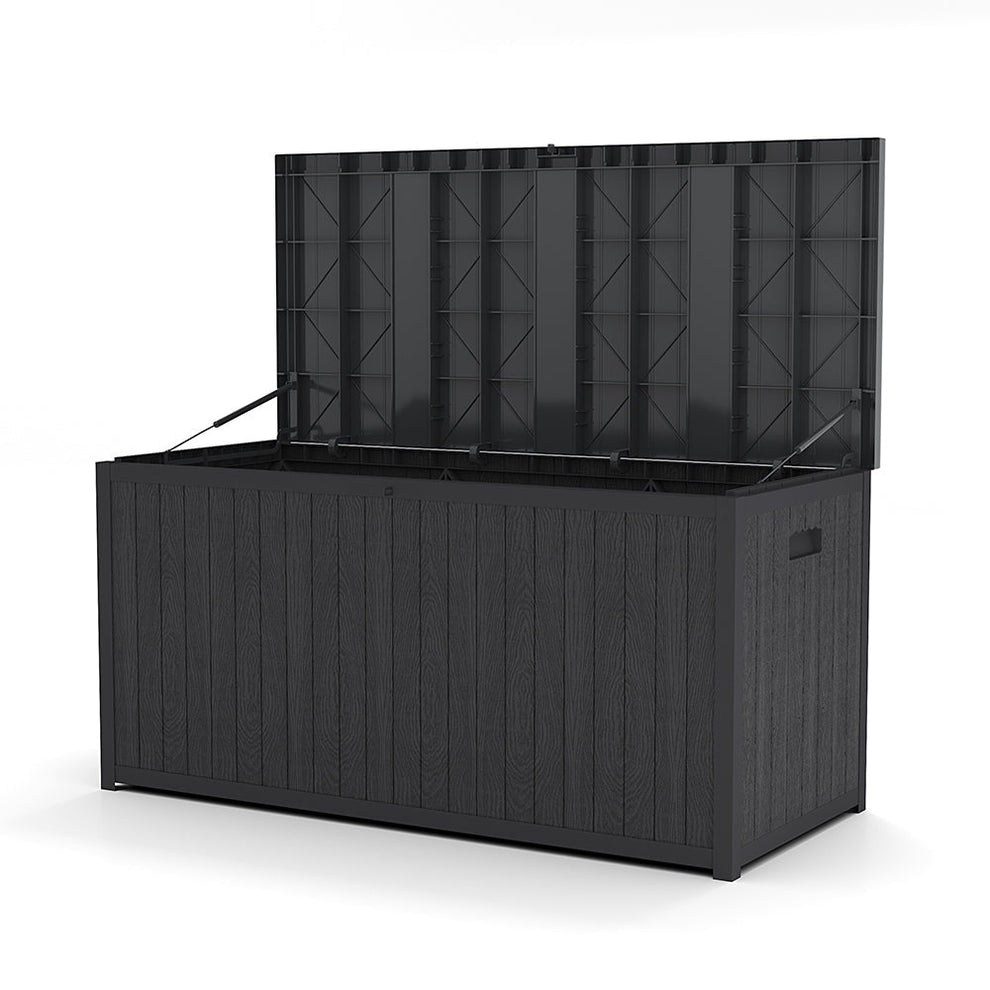 430L Black Lockable Waterproof Garden Storage Box Garden Sanctuary
