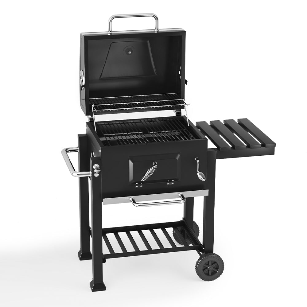 Charcoal BBQ Grill Barrel with Side Table Garden BBQ Grill   