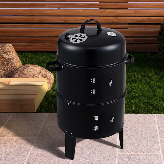 3 in 1 BBQ Charcoal Grill 3 Tier Smoker Garden BBQ Grill   