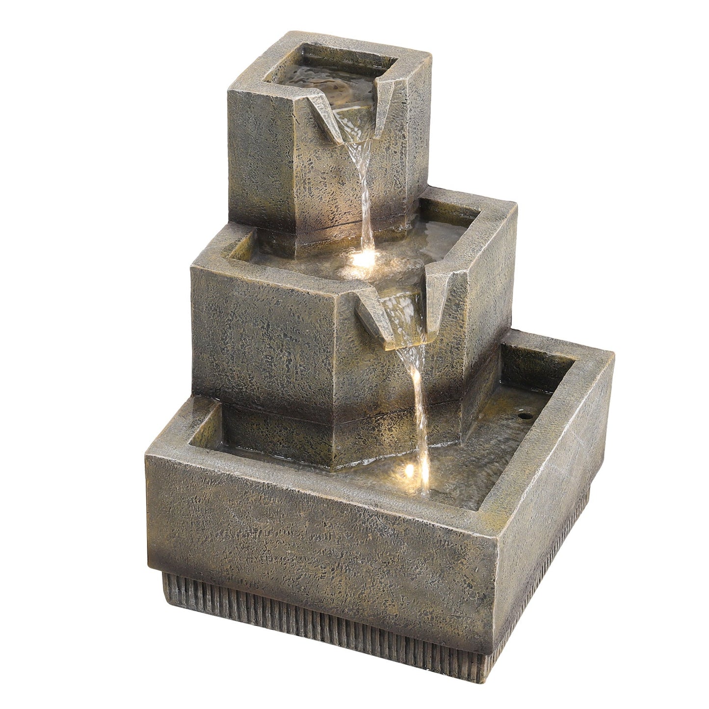 3-Tiered Garden Water Fountain with LED Lights