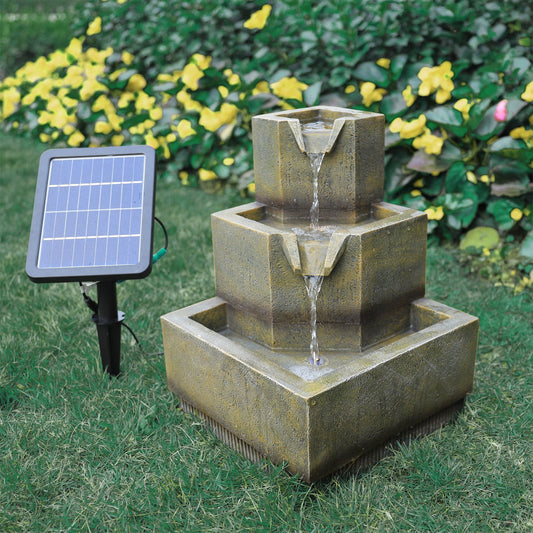 3-Tiered Garden Water Fountain with LED Lights