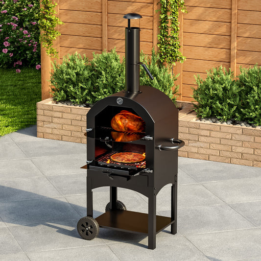 Pizza Makers & Ovens 3-in-1 Charcoal BBQ Grill with Chimney Outdoor Pizza Makers & Ovens   