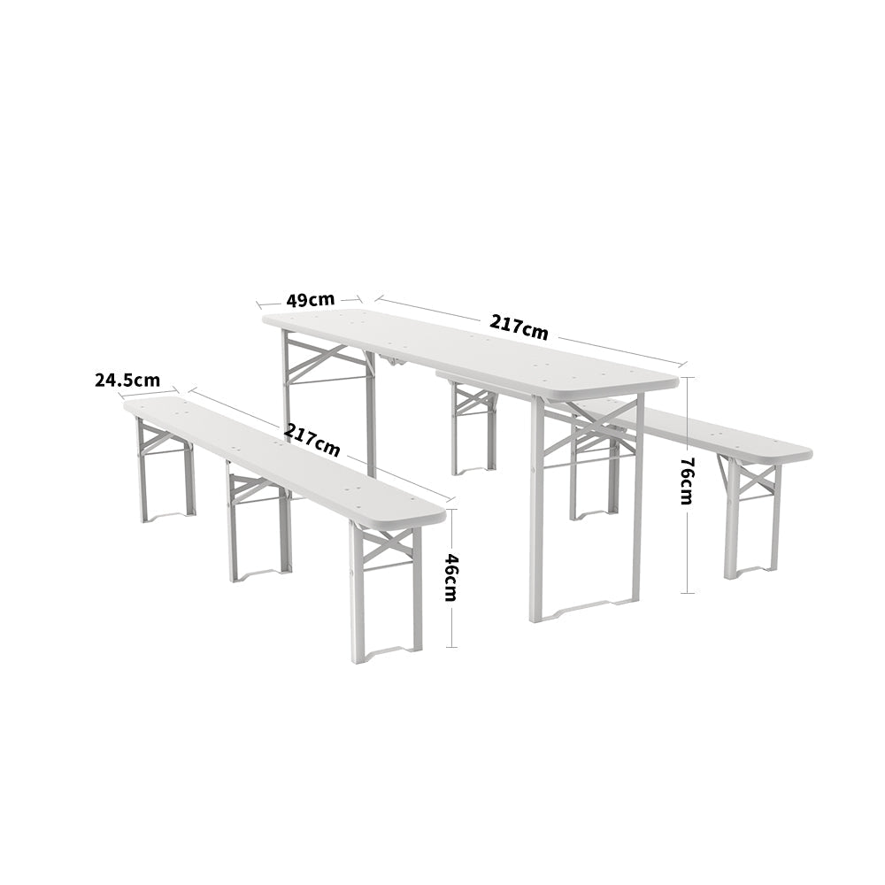 Garden Folding Beer Table and Benches Set GARDEN DINING SETS   W 49 x L 217 x H 76 cm Without backrest 