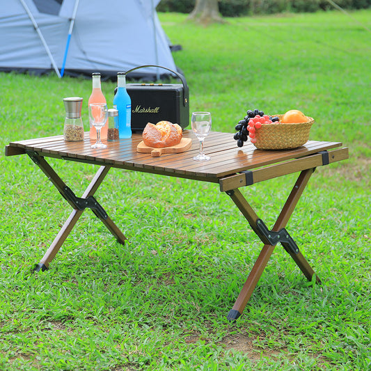 Garden Foldable Low Wooden Table for Camping and Picnic with Carrying Bag