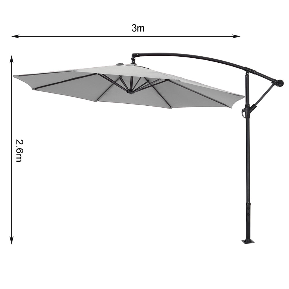 Light Grey 3M Outdoor Cantilever Parasol Umbrella