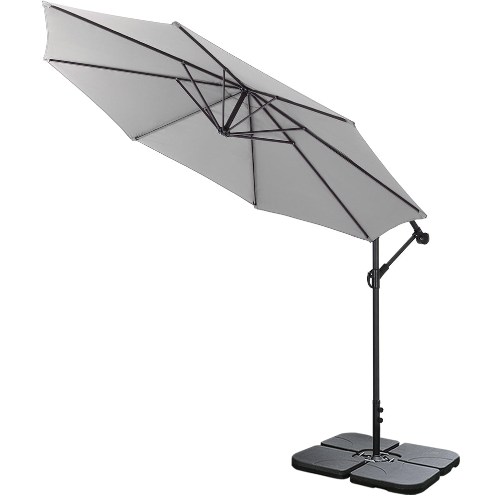 Light Grey 3M Outdoor Cantilever Parasol Umbrella