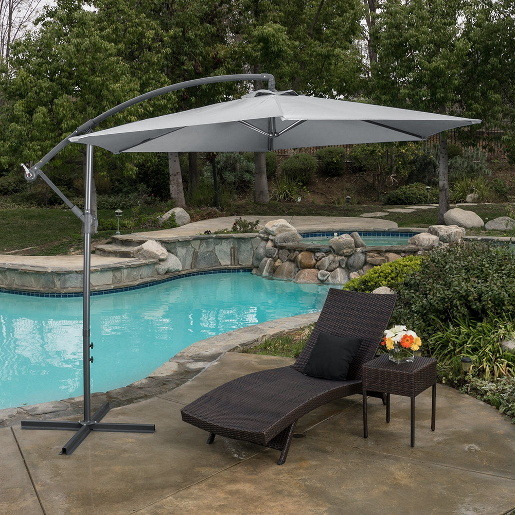 Light Grey 3M Outdoor Cantilever Parasol Umbrella