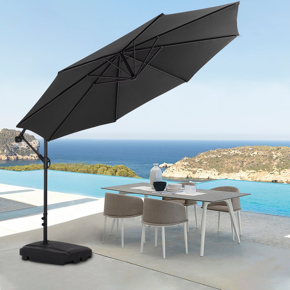 Black 3M Outdoor Cantilever Parasol Umbrella