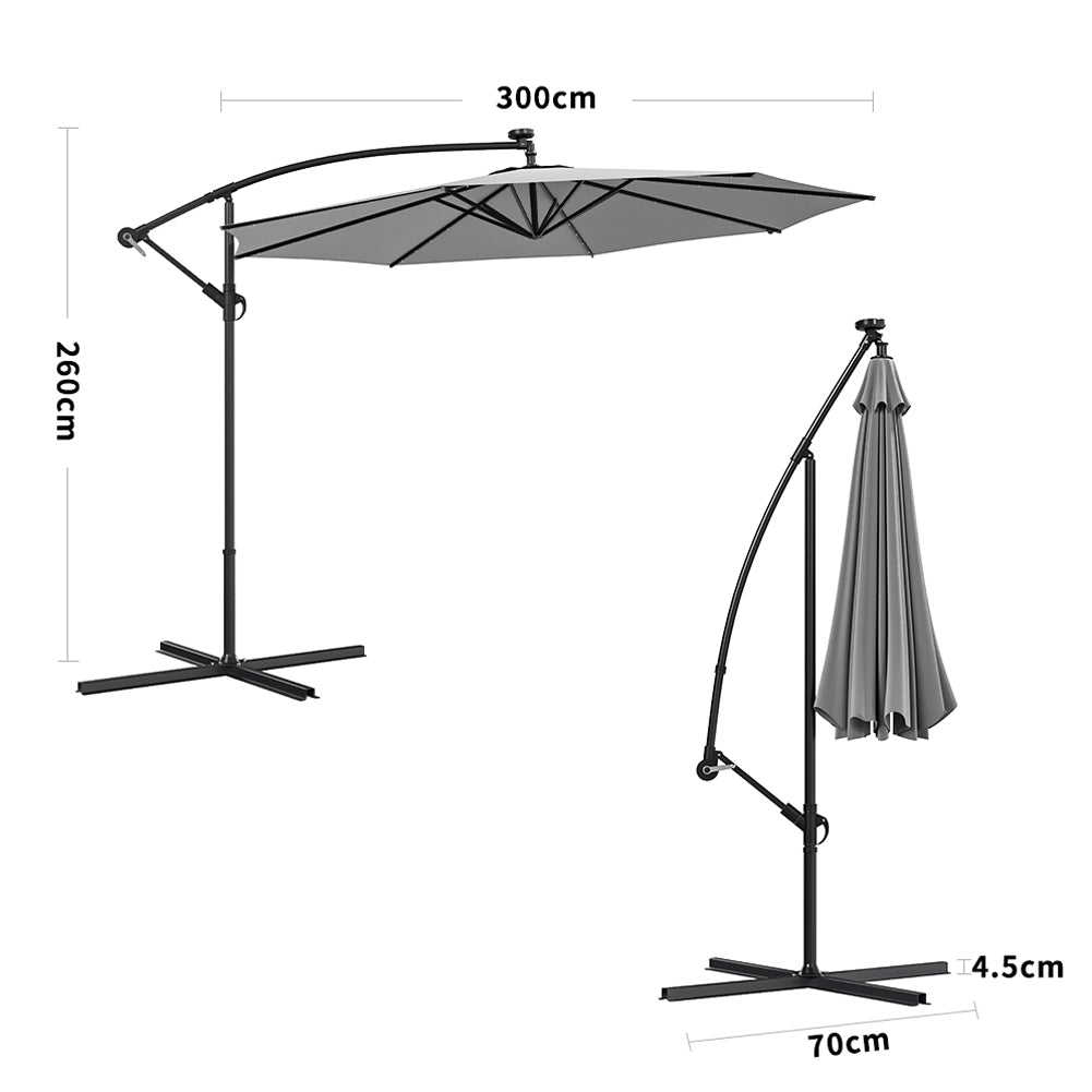 Light Grey 3M Outdoor Cantilever Parasol Umbrella