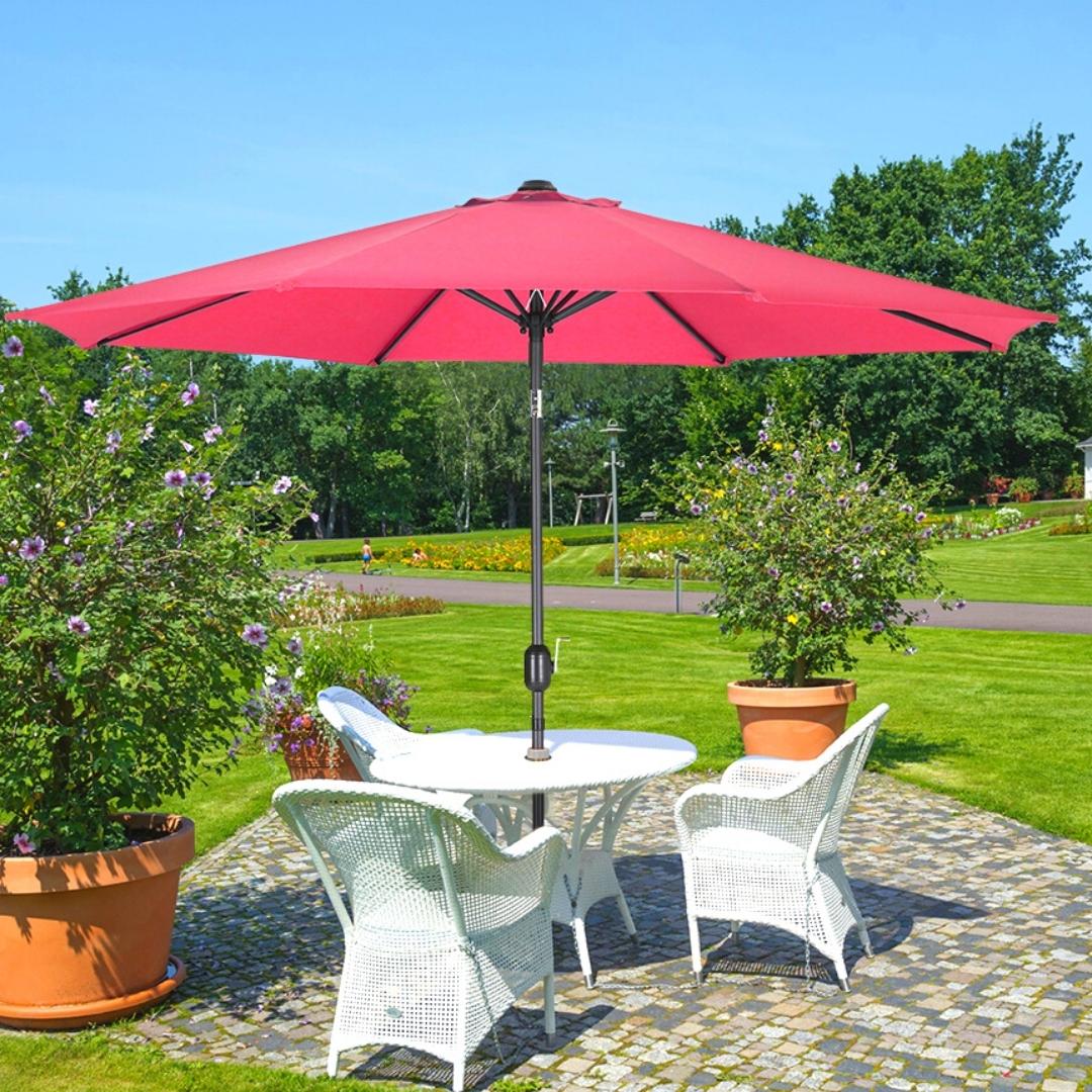 3M Backyard Sunshade Parasol Garden Tilt Umbrella with Crank Parasols   