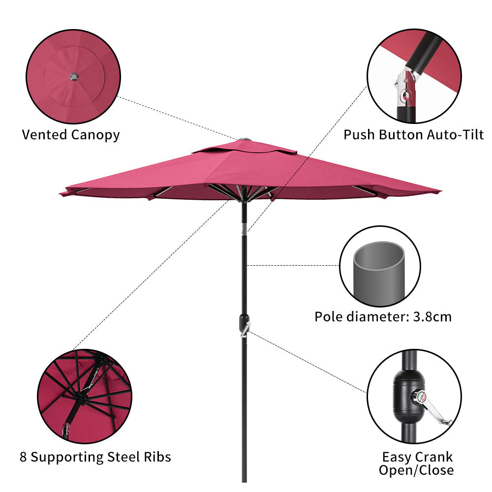 3M Sunshade Parasol Umbrella Easy Tilt Parasols   