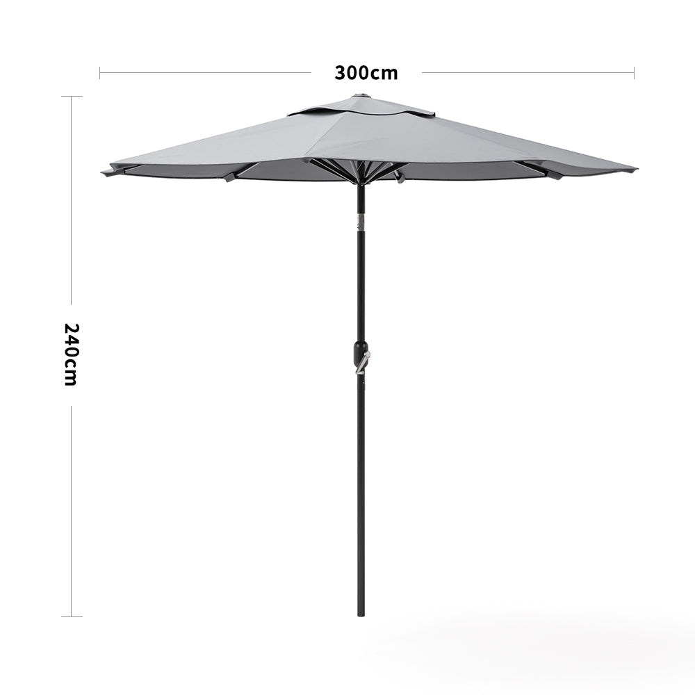 3M Sunshade Parasol Umbrella Easy Tilt Parasols   Light grey 
