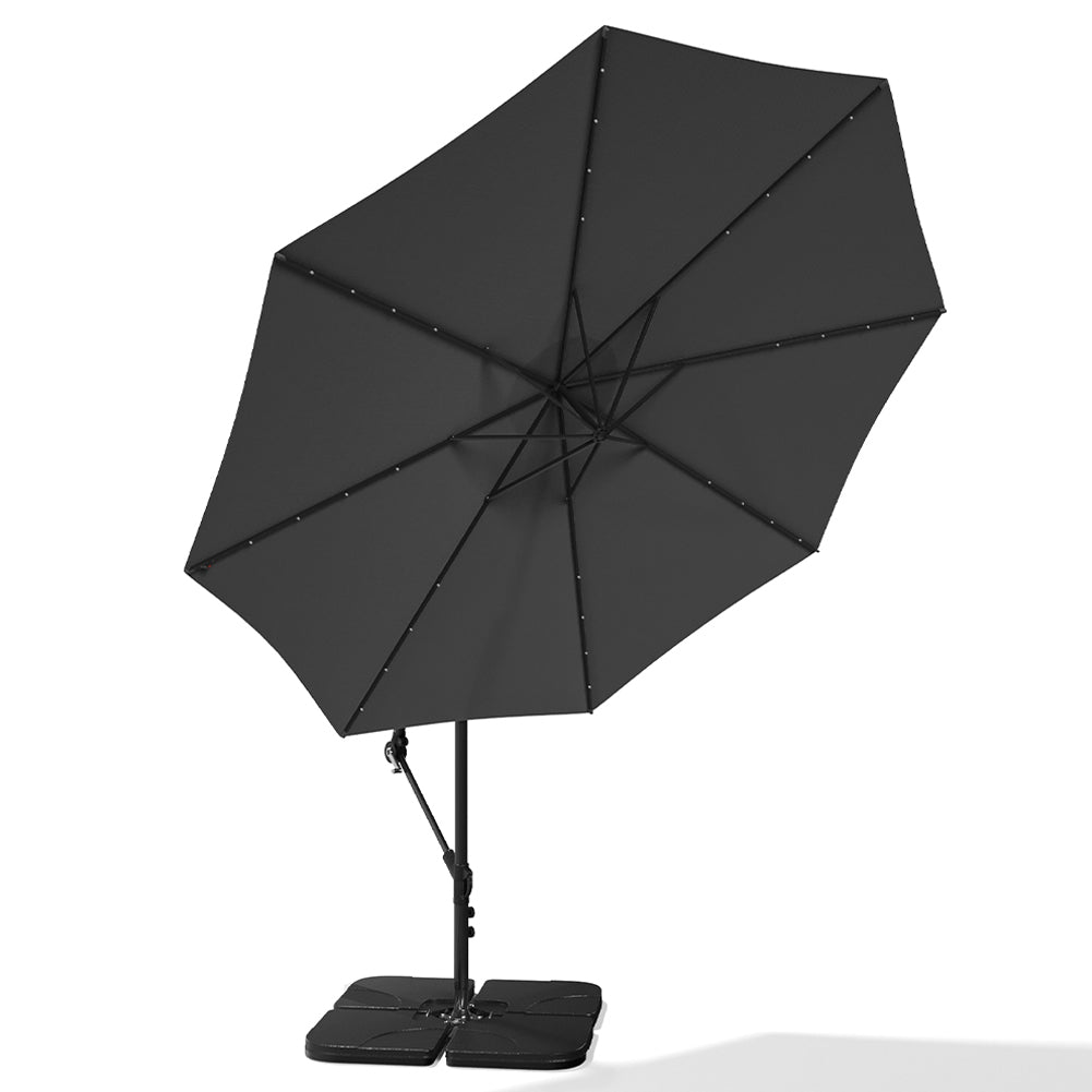 Black 3M Outdoor Cantilever Parasol Umbrella