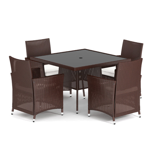 Brown 2/4 - Person Rattan Dining Set Outdoor Garden Patio Furniture Outdoor Seating   