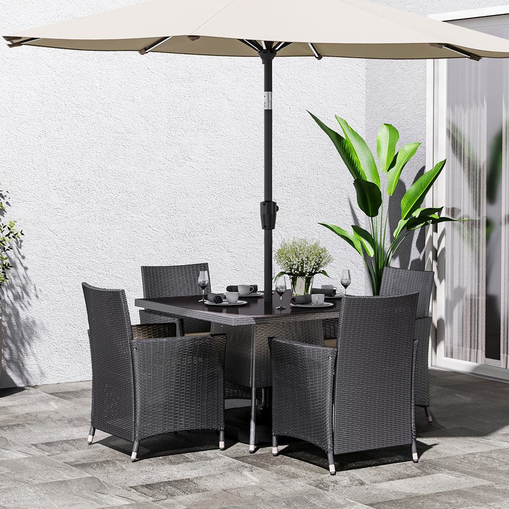 Black 2/4 - Person Rattan Dining Set Outdoor Garden Patio Furniture Garden Dining Sets   4 - Person 