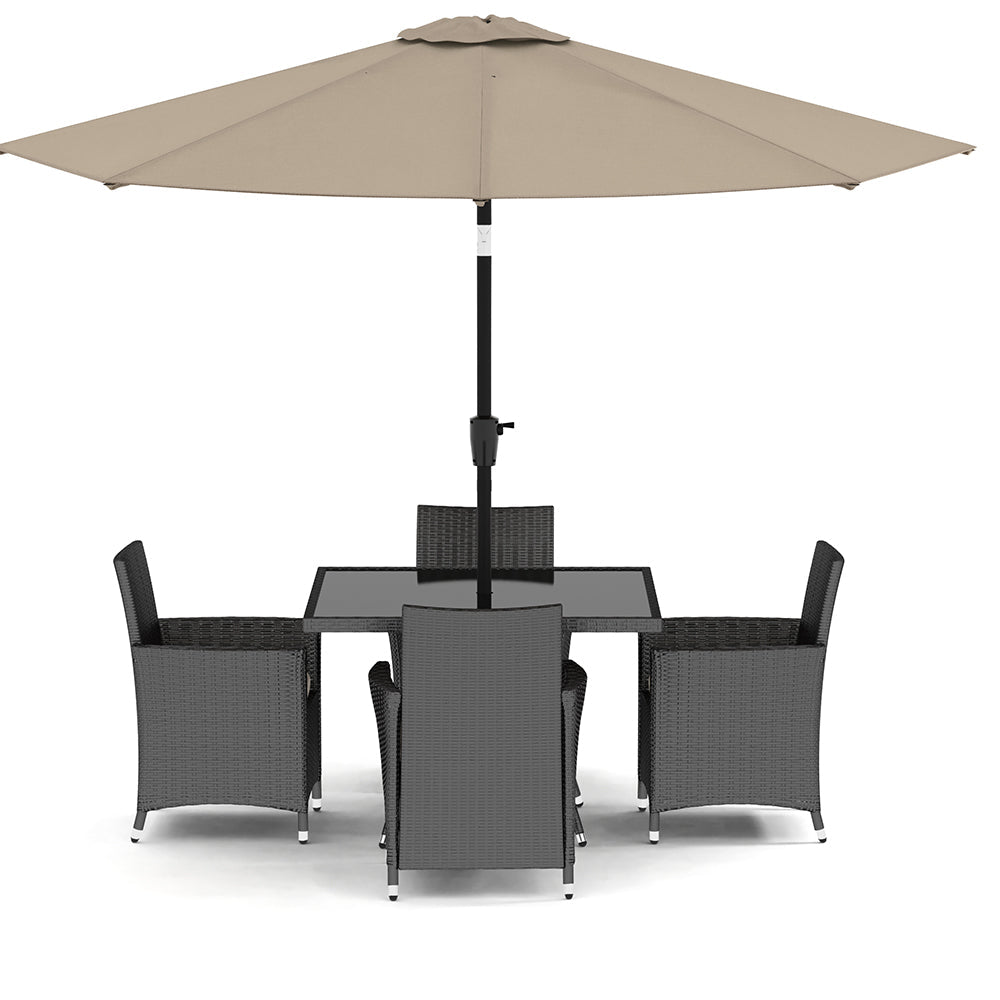 Black 2/4 - Person Rattan Dining Set Outdoor Garden Patio Furniture Outdoor Seating   