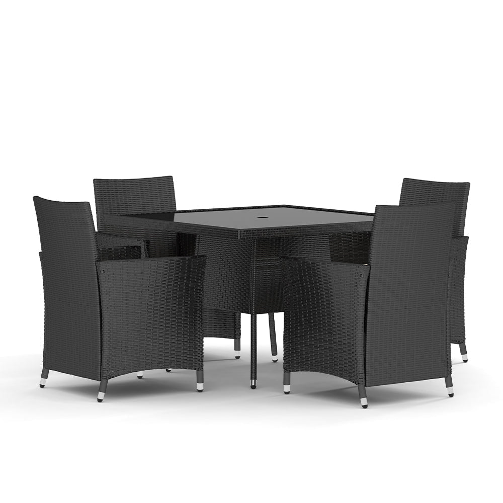 Black 2/4 - Person Rattan Dining Set Outdoor Garden Patio Furniture Outdoor Seating   