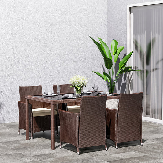 Rectangular 4 - Person 60'' Long Dining Set with Cushions Garden Dining Sets   Brown 