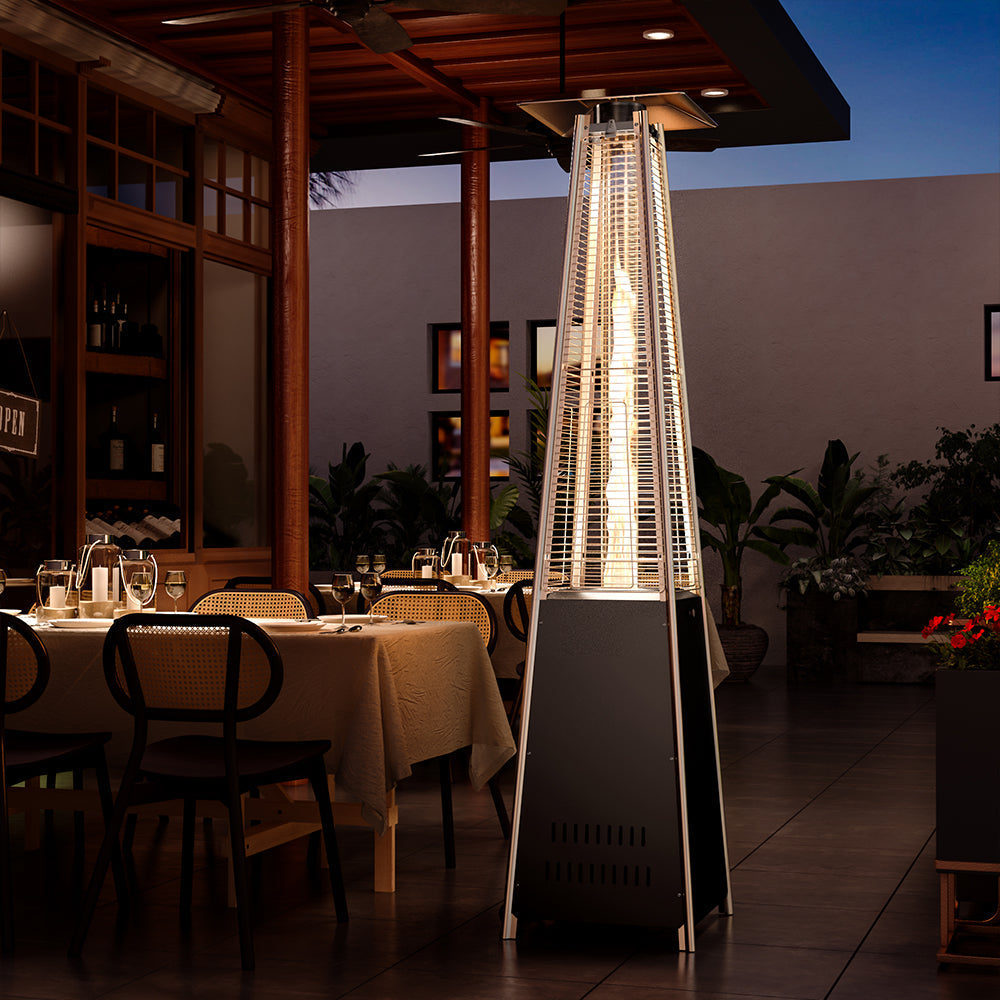 Outdoor Pyramid Gas Patio Heater Stainless Steel Commercial Heater Patio Heaters   Black 