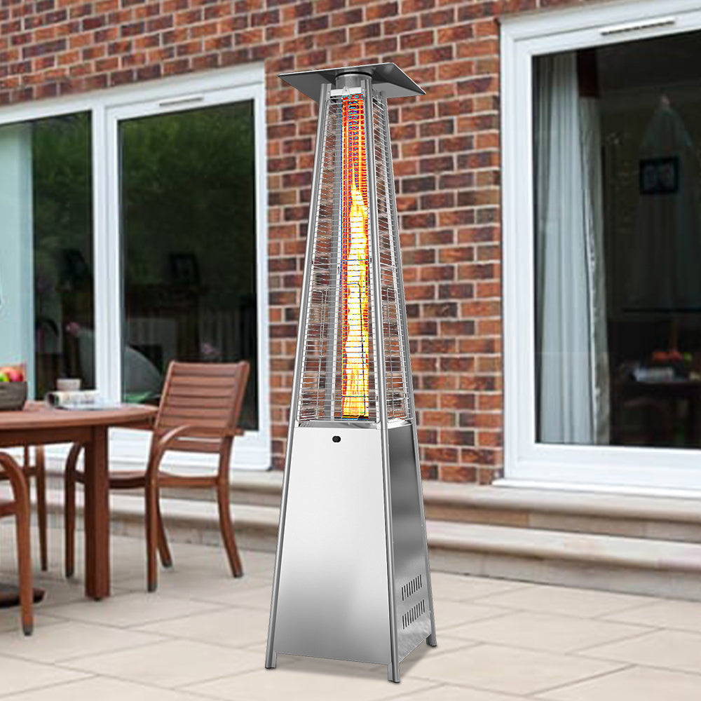 Outdoor Pyramid Gas Patio Heater Stainless Steel Commercial Heater Patio Heaters   Silver 