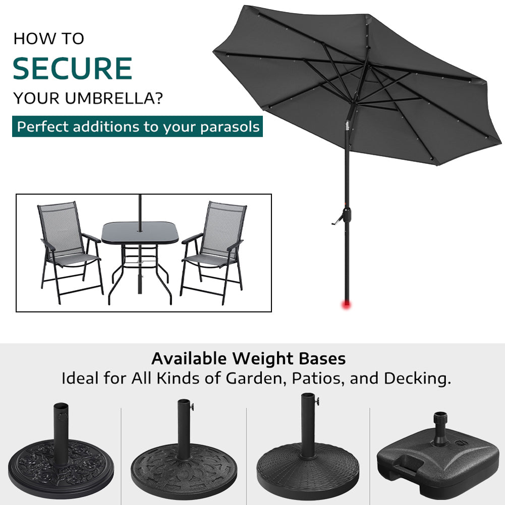 Outdoor Crank Lift Parasol Umbrella with LED Lights