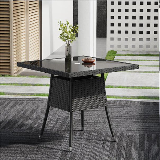 Garden Tempered Glass Square Dining Table with Parasol Hole