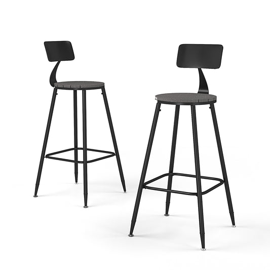 Round Counter Outdoor Bar Stool with Backrest in Grey Set of 2/3