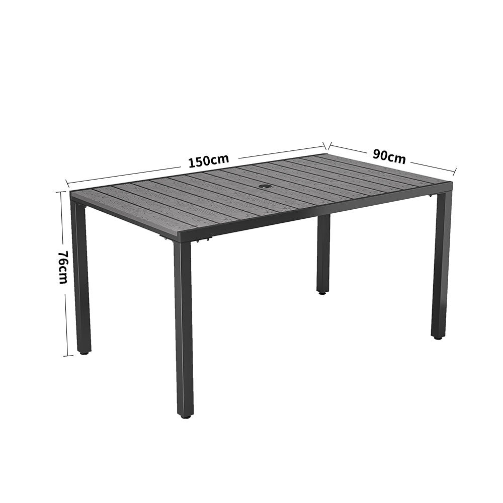 90CM Depth Grey Outdoor Dining Table with Parasol Hole