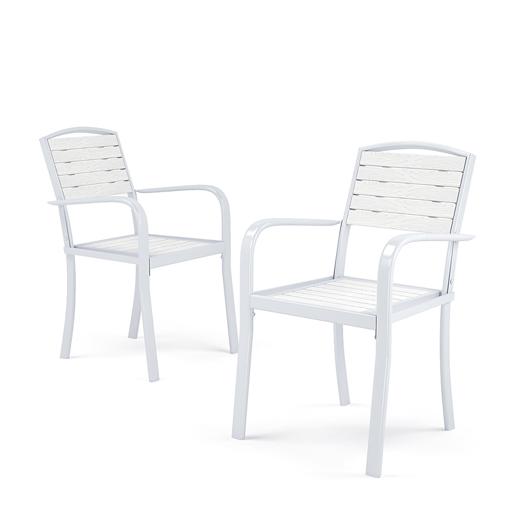 Wood Plastic Composite Outdoor Dining Armchairs Set of 2