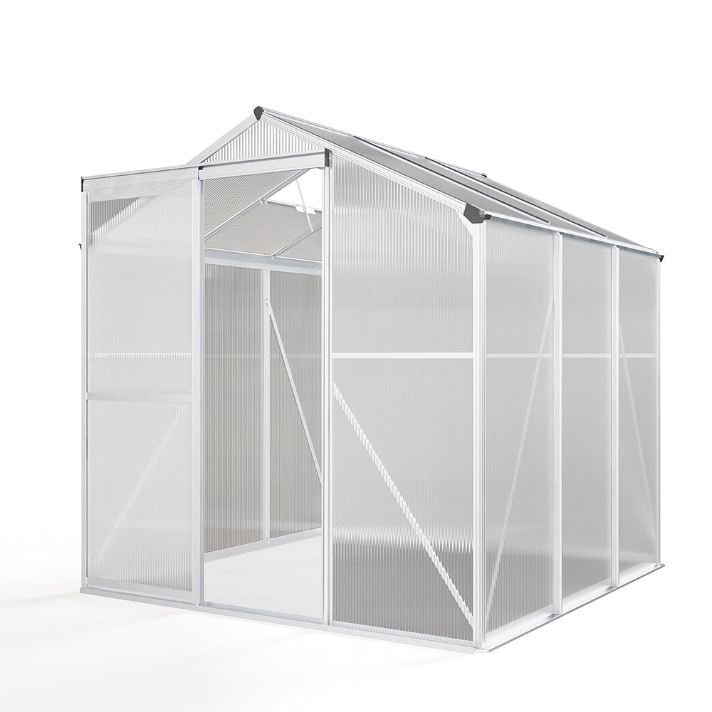 White Framed Garden Hobby Greenhouse with Vent Garden Storages & Greenhouses Garden Sanctuary 